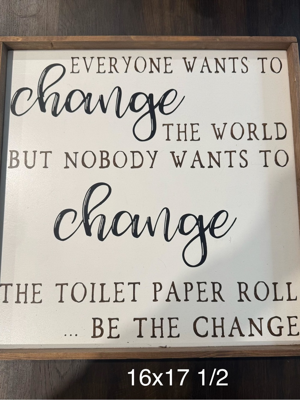 Wood-Framed Inspirational Wall Sign - White with Black and Brown Lettering